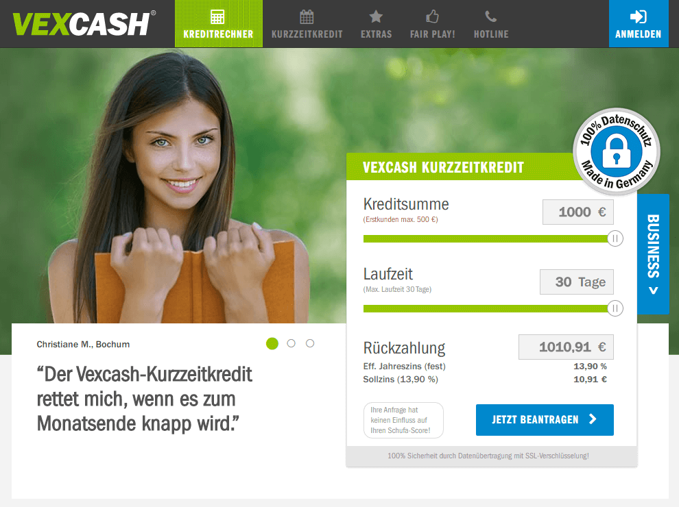 Screenshot Vexcash Rechnung